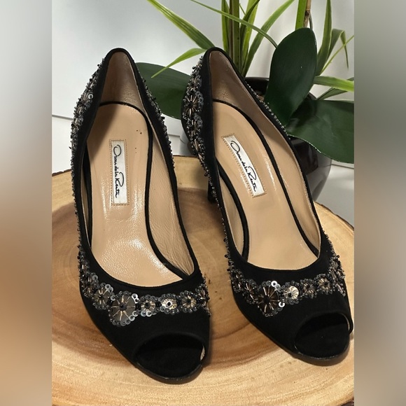 💎Oscar de la Renta Suede Heels with Embellishments - Women's Size 38💎 - Picture 9 of 16